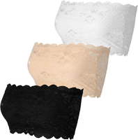 3 Pc Lace Tube Top Bra25-43 Inch Strapless Lace Bandeau Bra Strapless Bra |   Stretchy Tube Top Bras