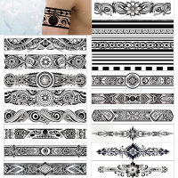 GLARYYEARS Arm Band Temporary Tattoo - 18 Pack Super Long size Realistic & Boho Polynesian Maori Sty