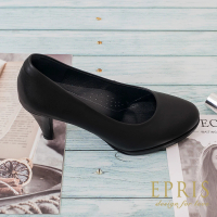 EPRIS 艾佩絲 現貨 OL上班黑鞋圓頭系列7.5公分20-26-時尚黑(黑色高跟鞋)