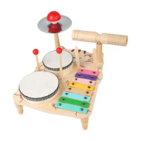 Xylophone Drum Set Multifunctional Motor Skill Educational Toy with Cymbal Sensory Toy Kids Baby Drum Set for Kids Boy Girl