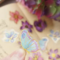 28pcs Gold Pink Blue Purple Wild Flower Butterfly Style PVC Sticker Scrapbooking DIY Gift Packing Label Decoration Tag