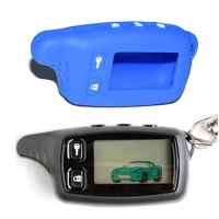 2-way TW 9010 LCD Remote Control Keychain Fob + Blue Silicone Case for Russian Two way car alarm system Tomahawk TW-9010 TW9010