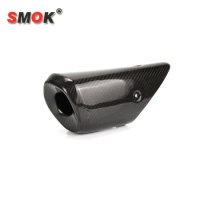 SMOK Motorcycle Accessories Carbon Fiber Muffler Exhaust Pipe Cover Heat Shield For Yamaha MT07 FZ07 MT-07 FZ-07 MT 07 2014-2017