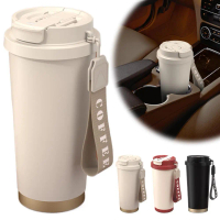 Cawan termos keluli tahan karat 530 ml, penggunaan berganda seramik, cawan straw besar untuk kereta,
