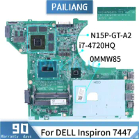 For DELL Inspiron 7447 i7-4720HQ Laptop Motherboard 0MMW85 DA0AM7MB8D0 i7-4720HQ N15P-GT-A2 DDR3 Notebook Mainboard