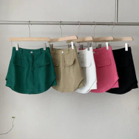 Women's Casual Denim Short Skirt Shorts Summer High Waist A Line Skort Lady Streetwear Solid Color Skirt Shorts