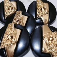 Kancing Baju Hias Gold Hitam isi 12pcs
