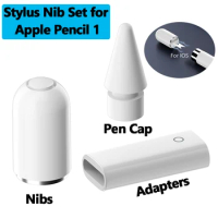 3pcs/set Magnetic Replacement Pencil Cap for Apple Pencil 1 Stylus Nib Sets Charging Adapter Built-in Smart Chip Accessories