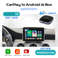 ApplePie Ultra+ Android 13 Wireless CarPlay AI Box QualComm Snapdragon 8 Core 662 6115 RAM 8GB Sim Card Slot