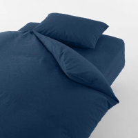【MUJI 無印良品】柔舒水洗棉被套/S/單人/暗藍
