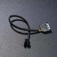 Sleeved SATA 15Pin to 3Pin 4Pin Fan Power Adapter Extension Cable Wire Cord