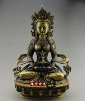 古玩銅器收藏 黃銅綠度母白度母觀音銅佛像做舊擺件 工藝家居擺設1入