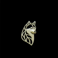 Trendy Siberian husky head dog brooches and pins plated silver plated men brooches fashion jewelry hand of king