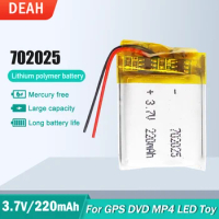1-2PCS 702025 072025 3.7V 300mAh Rechargeable Lithium Polymer Battery For MP3 MP4 DVD GPS Tracker Smart Watch Toy Li-po Cell