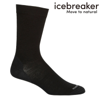 【Icebreaker】男 中筒細針織都會休閒襪-黑(休閒襪/戶外機能襪/美麗諾羊毛襪)