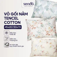 Vỏ gối Lụa Tencel Cotton 50x70 45x65 cm Sen Đá Bedding cao cấp họa tiết, áo gối, bao gối nằm vỏ  gối