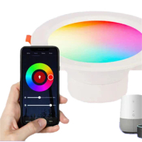 smart 7W 9W 15W RGB + CCT LED Downlight dimmable recessed Led ceiling panel lights compatible blutooth/WIFI APP control