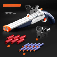 Double-barrel Toy Guns Soft Bullet Shell Throwing Rifle Manual Shooting Launcher Airsoft Gun Weapon for Adult Kids Outdoor Games