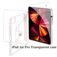 Acrylic transparent iPad case for Apple iPad case Pro 11 10th 2022 M2 2021 2020 [Built-in Pencil Holder] 10.2inch Gen7th 8th 9th