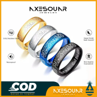 Cincin Tauhid Titanium Hitam Silver Biru Gold Lafadz Syahadat Islam CT013T