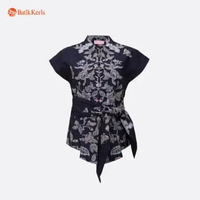 Batik Keris Kebaya Batik Lengan Setali Motif Ratna Kusuma Kartini Navy M