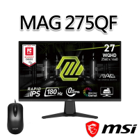 【滑鼠組】msi微星 MAG 275QF 27吋 電競螢幕(27/2560x1440/16:9/180Hz)