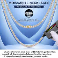 2mm-10mm 14K Solid Real Gold VVS Moissanite Diamond Tennis Chain Bracelet Necklace Men Women Fine Jewelry Wholesale Price