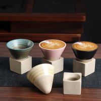 Creative Japanese Triangular Cone Shape Pottery Tea Coffee Cup Pull Ceramic Mug Rough Latte Porcelain Cup For Home Office