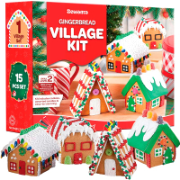 Gingerbread House kit [Set of 4]Village Gingerbread Decorating House Kit Fun Holiday Activity for Ki