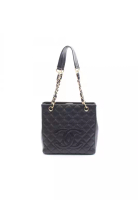 Chanel Pre-Loved Chanel matelasse PST chain shoulder bag chain tote bag Caviar skin black gold hardw