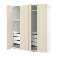 PAX/REINSVOLL 衣櫃/衣櫥組合, 白色/灰米色, 200x60x236 公分