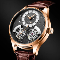2022 new AILANG brand men's automatic mechanical watch double flywheel waterproof steampunk watch men's business clock Rome Relo