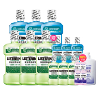 【Listerine 李施德霖】綠茶無酒精/薄荷除菌漱口水(750mlx6贈250mlx6)