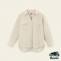 Roots女裝-都會探索系列 環保材質彈性襯衫-牡蠣灰