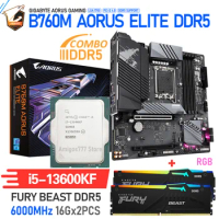GIGABYTE B760M AORUS ELITE DDR5 LGA 1700 Motherboard And CPU Intel Core i5 13600KF With Memory 32GB Kingston 5200MHz Intel B760