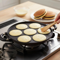 Cookies Pan Cetakan Martabak Mini 7 Lubang – Cookies Pan Teflon Anti Lengket + Tutup Kaca | Pancake 