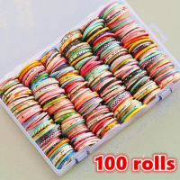 100 Rolls Washi Tape Set,Foil Gold Skinny Decorative Masking Washi Tapes,2-6MM Wide DIY Masking Tape,Some tapes have a repeating