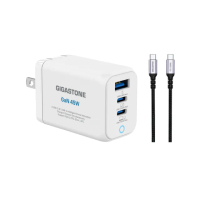 【GIGASTONE 立達】GaN 45W 氮化鎵三孔快速充電器+C to C 100W快充傳輸線(支援iPhone16/MAC/Switch充電頭)