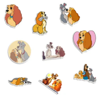 10Pcs/lots Disney Lady And The Tramp for Charms DIY Bow Craft Supplies Phone Decorations