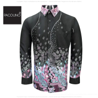 Explosive Models Pacolino Malaysia Men Batik Long Sleeve Regular - Black Colour 22622-BK0100-B