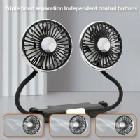 Car Fan Cooling Dual Head Type-c Usb Car Fan 3 Speeds Air Car With Lights Adjustable LED Accessories Auto Cooler Fan D7O5