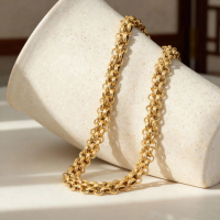 สร้อยคอและกำไลข้อมือ, สแตนเลสปลอดสารพิษทนทานพิเศษ, โซ่หนา, กำไลและสร้อยคอแบบหัวล็อก OT, ชุบทอง PVD,