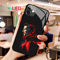 Dr Strange Luminous Tempered Glass phone case For Apple iphone 13 14 Pro Max Puls Luxury Fashion RGB LED Backlight new cover
