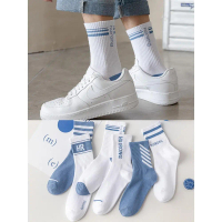 2025 White Socks Men's Long Socks Autumn Winter Cotton Socks Deodorant Mid-Calf Youth Sports Basketb
