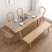 北歐 餐桌 餐桌椅組合 日式大板桌實木餐桌原木工作臺大餐桌全實木茶桌洽談長方形會議桌
