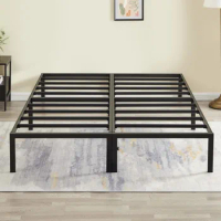 Queen Size Bed Frame, Quick Assembly Metal Platform Bed Base Heavy Duty Mattress Foundation with Steel Slat, Queen Bed Frame