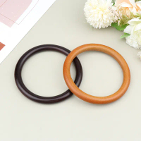 Cincin Pemegang Beg Kayu, Bentuk Bulat, Penggantian Pemegang Beg Tangan, Aksesori Membuat Beg Krafta