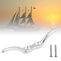 2.5 Inch Marine Boat Flagpole Cleat Hook With Screws Stainless Steel 65 Mm Silver Boat Flagpole Cleat Hooks