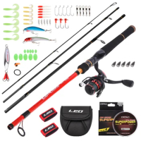 Leo 4 Section Portable Spinning Fishing Rod and Reel Combos 2.1M/6.88FT Carbon Fishing Pole Set Full Kits for Salt Fresh Water