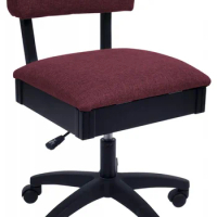 Arrow Sewing H8150 Adjustable Height Hydraulic Sewing and Craft Chair with Under Seat Storage and Solid Fabric, Crown Ruby Red F